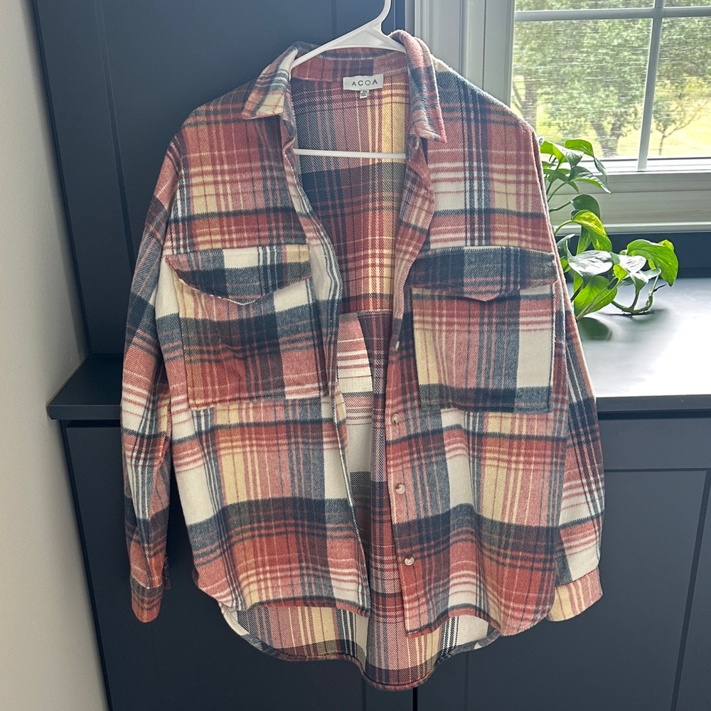 Plaid Flannel Button-Up Shirt